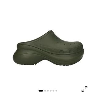 Balenciaga Olive Green Platform Clog Sandals